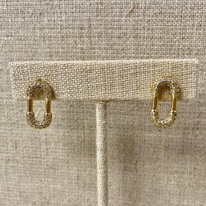 Gold Oval CZ Earrings